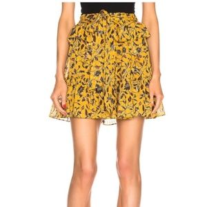 Ulla Johnson Zea Silk Floral Print Ruffle Skirt in Amber